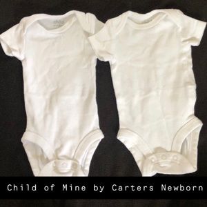 Set of 6 White Newborn Onsies